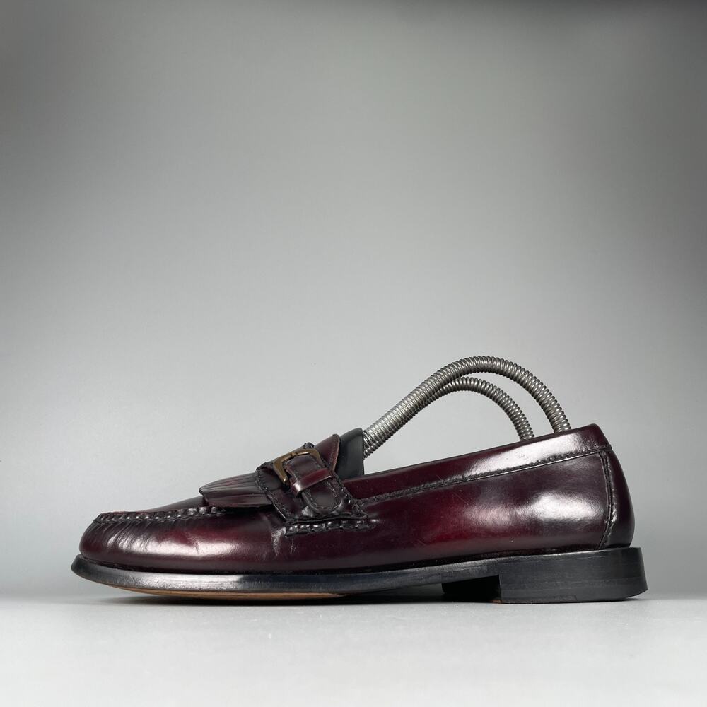 Men's 7 Women's 8.5 Cole Haan City Burgundy Leather Slip On Buckle Kilt Loafers